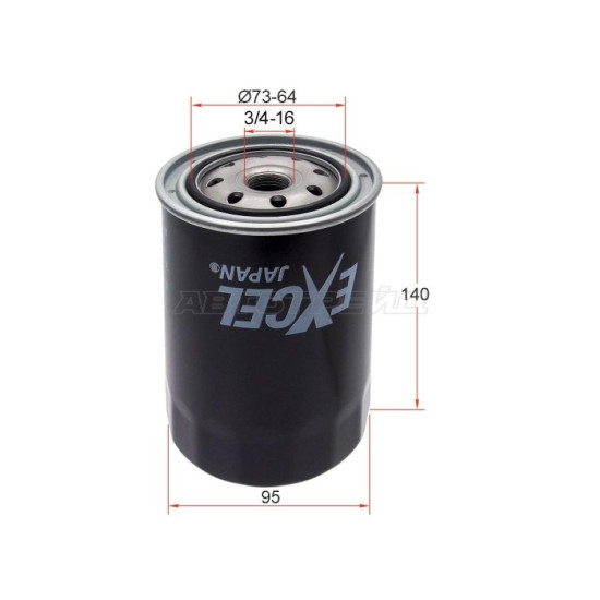 Фильтр масляный TOYOTA L,3L,2L,2LT,3V,4V,4,5VEU,4VU,2B,3B,11B,13B,2J,1FZFE -99 EXCEL JAPAN