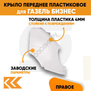 Крыло переднее правое в цвет кузова Газель Бизнес (2010-2013) Крыло переднее правое в цвет кузова Газель Бизнес (2010-2013)