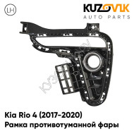 Рамка противотуманной фары левая Kia Rio 4 (2017-2020) под дневные ходовые огни с хромом KUZOVIK