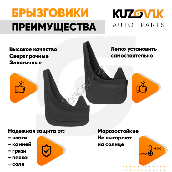 Брызговики Renault Scenic 2 (2003–2009) передние + задние резиновые комплект 4 штуки KUZOVIK KUZOVIK