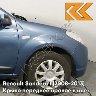 Крыло переднее правое в цвет кузова Renault Sandero 1 (2008-2013) RNF - BLEU MINERAL - Голубой